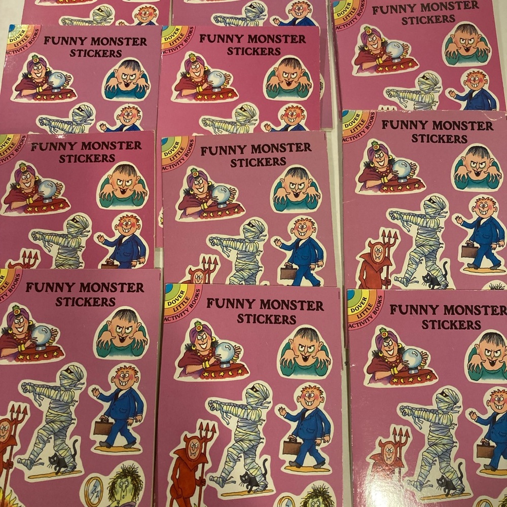 12 Dover funny Monster Sticker books - Pink and Multicolor